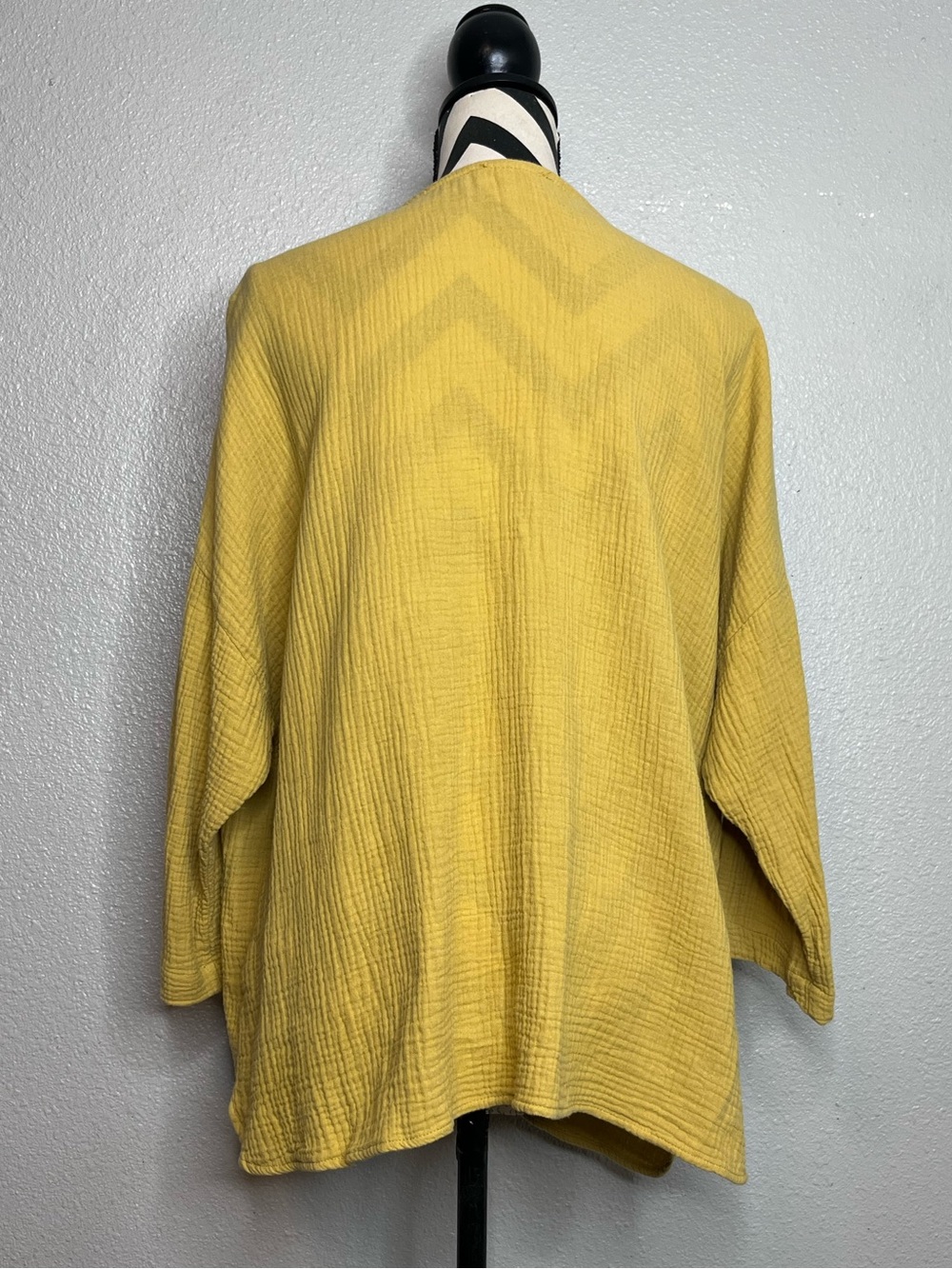 Jones New York 100% Cotton Gauze Mustard Yellow Relaxed Tunic Top Sz L - Picture 2 of 11